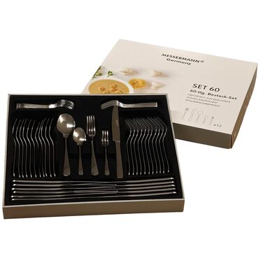 Набір столових приборів 60 предметів для 12 осіб з нержавіючої сталі – елегантний набір, полірований до блиску, безпечний для посудомийної машини та стійкий до іржі; для стильного сервірування столу в будні та на свята (Модель 6)