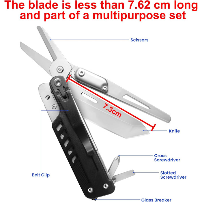 HONZIN Mutitoo 5-in-1 Multifunction Pocket Knife, Folding Knife, Scissors, Detachable Geometric Knife Made of Stainless Steel for Outdoor Use, with Cord Pull Pouch (Extra 11 Screwdriver Inserts) (M)