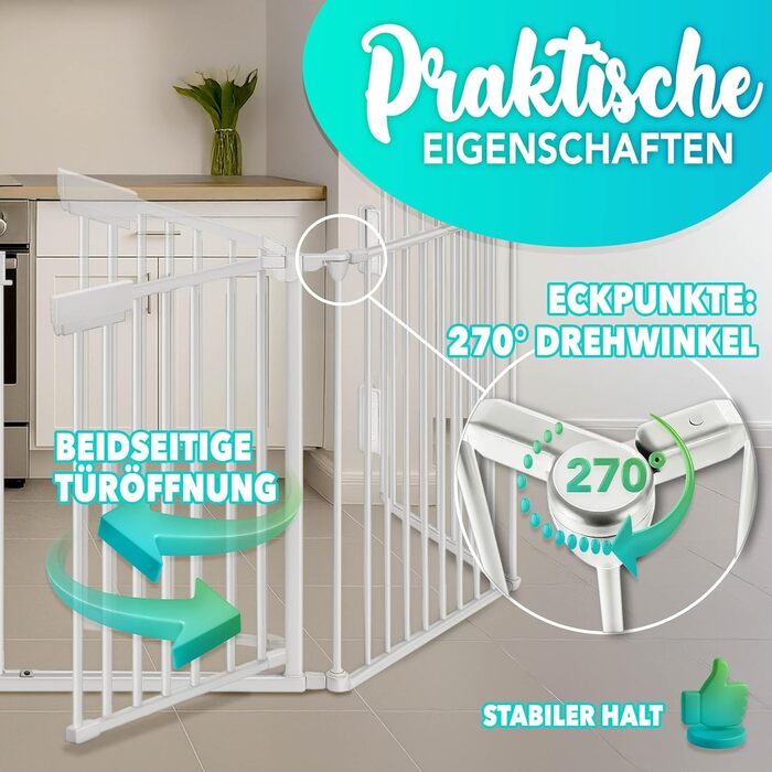 Сітка захисту від каміну KIDUKU® з дверцятами, металева | Розділова сітка для каміну, складна | Конфігураційна сітка, 10 елементів (180 см, сіра)