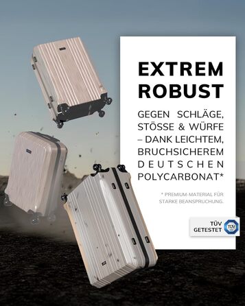 Набір валіз FERGÉ 3 шт. з жорстким корпусом та TSA-замком. Валізи-троліки (ручна поклажа, L, XL). Жорсткі валізи з міцного полікарбонату (3 шт., Ivory-matt)