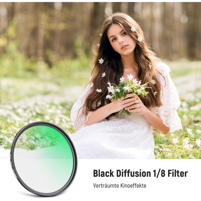 Фільтр NEEWER Black Diffusion 1/4 - м'який ефект, кінематографічний вигляд, для відеозйомки та портретів (49mm)