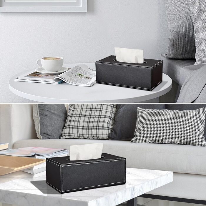 Склянка для серветок, органайзер для тканинних серветок, чорний, 25x13,5x9,5 см (з 4 підставками в подарунок)