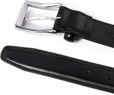 Чоловічий шкіряний ремінь Fabio Valenti – для костюмів, джинсів, уніформи з односторонньою пряжкою. Розмір 40-42, чорний колір. Зроблено в США