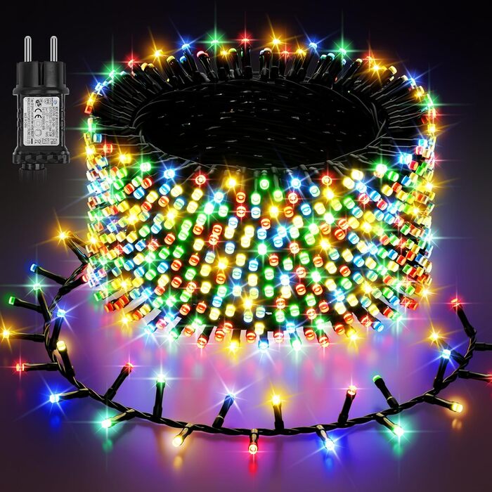 LED гірлянда для прикраси саду, балкону, весілля: 20м, 1000 LED, RGB, 8 режимів, таймер, вологостійка
