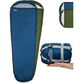 Легкий спальний мішок Outdoro 800g - компактний, теплий, для чоловіків та жінок, блакитний (ліва блискавка)