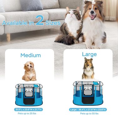 Летячий вольєр для собак, котів та кроликів, розмір M, 80x50x55 см (Синій). З водонепроникним дном, складаний, з дихаючої сітки.