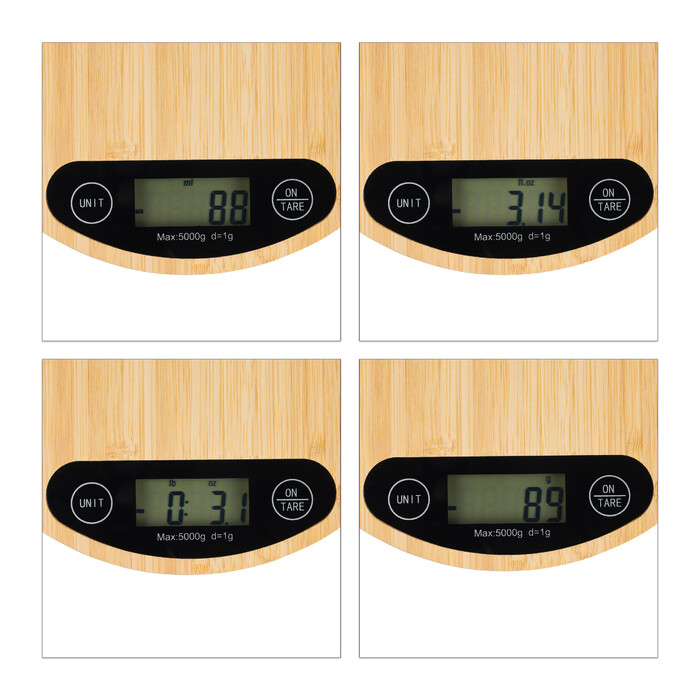 Relaxdays Digital Kitchen Scale with Bamboo