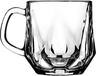 Набір склянок KADAX Frida 300мл (6 шт) для чаю, кави та води - скляні стакани з ручкою