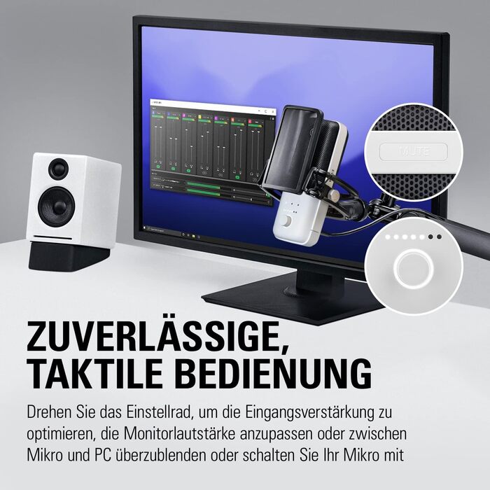 Мікрофон Elgato Wave:3 White - USB конденсаторний для стрімінгу, подкастів, геймінгу та роботи. З безкоштовним ПЗ