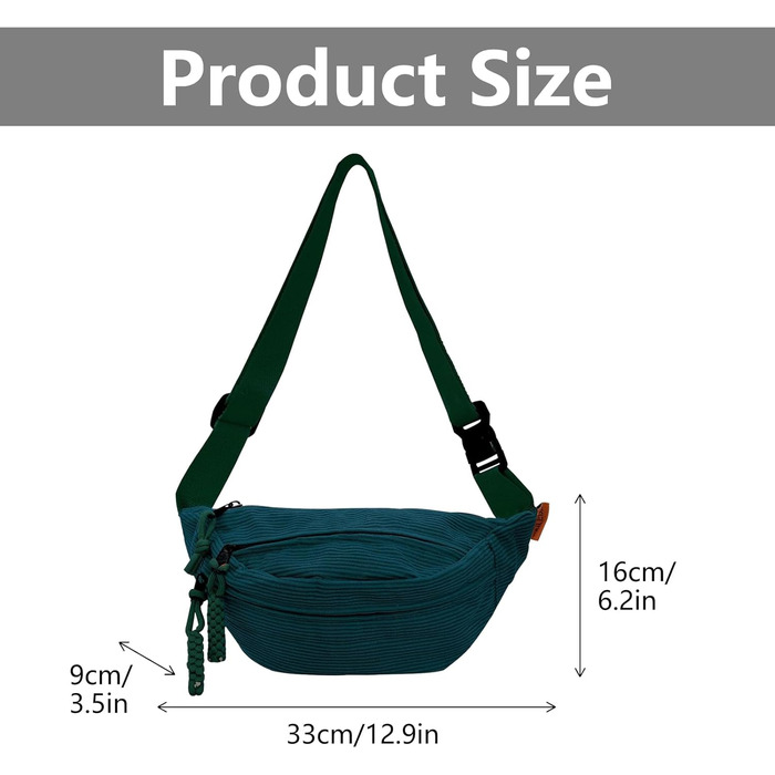 Чоловіча/Жіноча поясна сумка на шнурку (Cordura) Зелена, унісекс, регульований ремінь