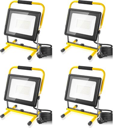 Набір з 2 LED прожекторів wowspeed 100W 10000Лм, 6500K, IP66, робочі лампи для будівництва та майстерні, з кабелем 3м і штекером, холодне біле світло