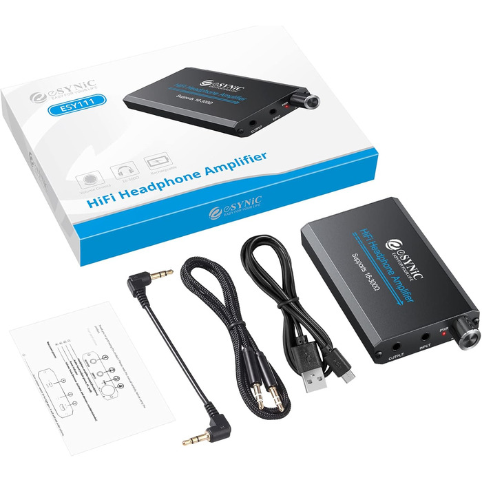 Портативний підсилювач навушників eSynic HiFi, 16-300 Ом, для MP3/MP4, телефону, ноутбука, планшета, з акумулятором
