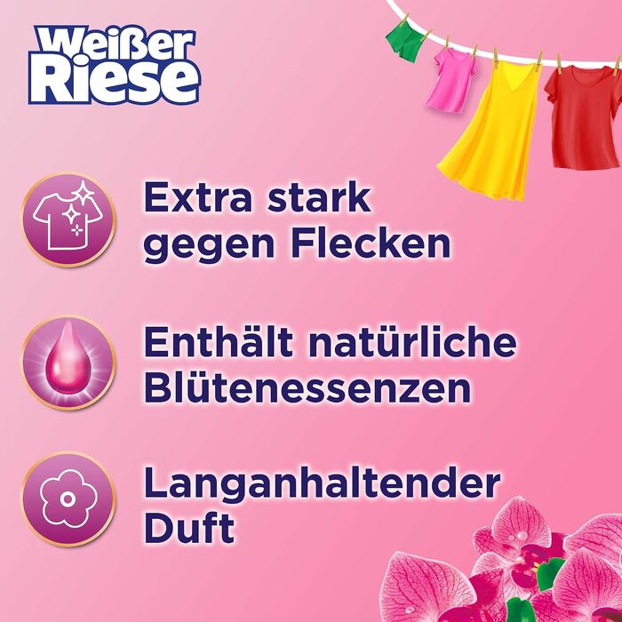 Гель для прання кольорових речей Weißer Riese Color Gel Aromatherapie Floral Sensation з орхідеєю, 6х22 прань, для сяючої чистоти та аромату
