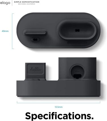 Зарядна станція Elago 3-в-1 для Apple Watch, AirPods та iPhone (білий/чорний) [Оригінальний кабель потрібен]