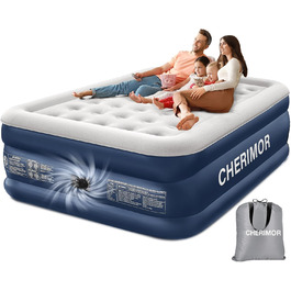 Надувне ліжко для двох осіб, самонадувна повітряна матрац для гостей з вбудованим насосом (3 хвилини), захист від проколів, надувна матрац для кемпінгу та дому, 203x152x46 см, максимальне навантаження 363 кг