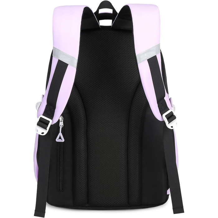 Дитячий рюкзак для школи для дівчаток: Kawaii рюкзак з великою місткістю (3-частинний набір, чорний та фіолетовий)