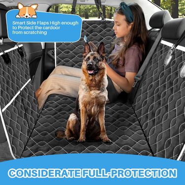 Водонепроникний килимок для собак у машину, 213x190 см, чорний. Захист від подряпин та ковзання, з віконцем для спостереження за твариною