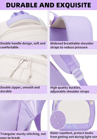 Шкільний рюкзак Aryan для жінок, підліток, дівчата, хлопці. Легкий, з відділенням для ноутбука, для подорожей, навчання, роботи (фіолетовий)