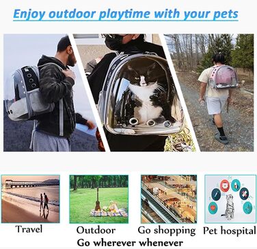 Рюкзак-переноска для котів та маленьких собак, розширюваний, з прозорим вікном та блискавкою, для подорожей та походів (розширювана спинка), блакитний