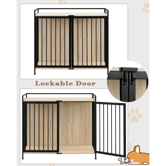 Клітка для собак EUGAD з дерева, переносна будовушка для дому, XXL, для малих/середніх собак, 104x92x60 см, міцна