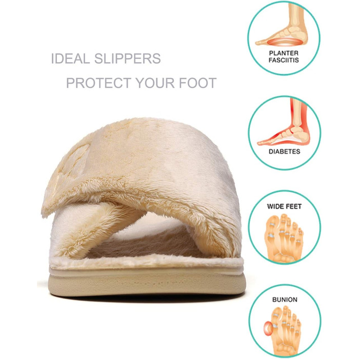 SOLLBEAM Домашні тапочки з підтримкою склепіння стопи, ортопедичні п'яткові чашечки, сандалії для жінок (44.5 EU, Apricot01)