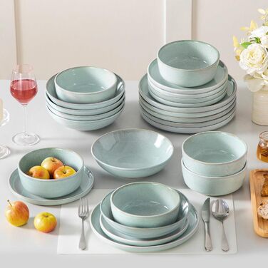 Набір мисок vancasso ANYA (48 шт.) з кераміки, 16.1 см, 840 мл, для мюслі, стійкі до подряпин, підходить для мікрохвильової печі та посудомийної машини (м'ятний колір)