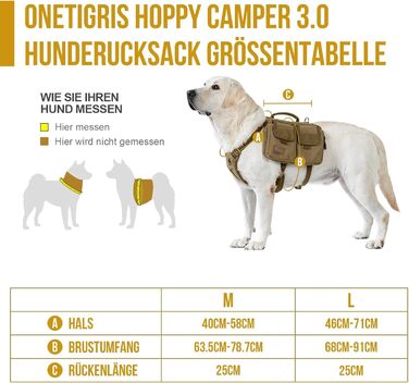 Шлейка для собак OneTigris з рюкзаком, Hoppy Caper 3.0, для середніх/великих собак, рюкзак для собак з 2 основними та 4 додатковими кишенями - Зелений (M, Коричневий)