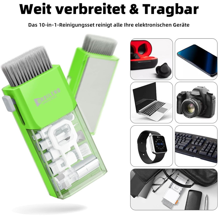 Набір для чищення клавіатури Ordilend: для смартфонів, ноутбуків, планшетів, ПК, моніторів, AirPods, з пульверизатором та щіткою