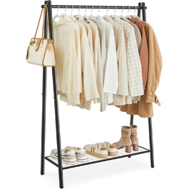 Стійка для одягу SONGMICS HSR23BK, чорна, зі сталевим каркасом, з полицею та перекладиною, 33,5 x 92,5 x 153 см