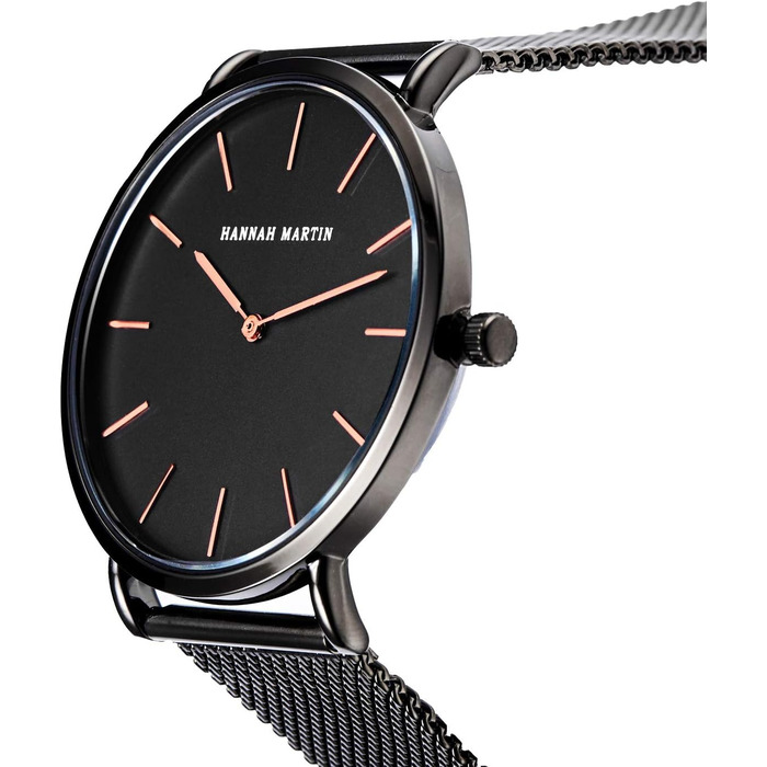 Жіночий годинник на аналоговому кварцовому механізмі з нержавіючої сталі, водонепроникний, з сітчатим ремінком, ультратонкий комплект з браслетом (чорний корпус, чорний ремінь, чорний браслет)