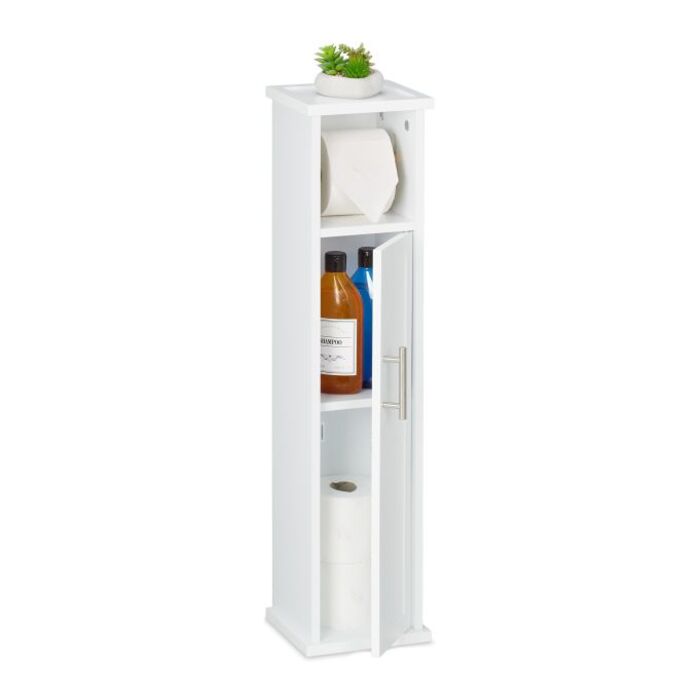 Relaxdays White Standing Toilet Paper Holder