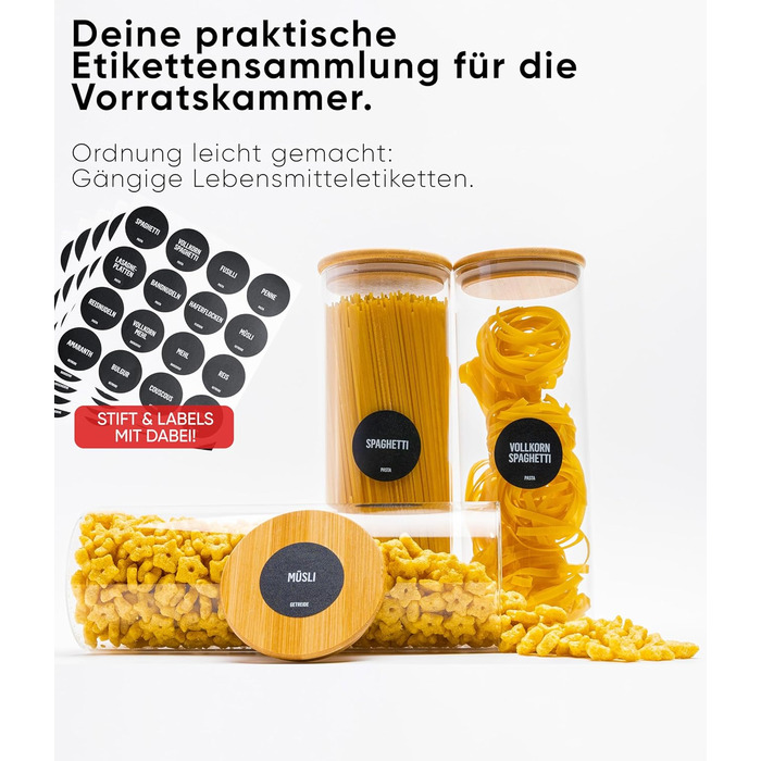 Набір контейнерів для зберігання Deco haus® 2 шт. 1.3л (з етикетками) - для кави, цукру, борошна, мюслі