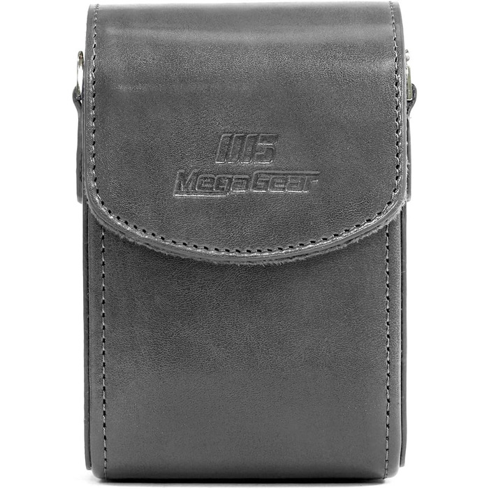 Сумка для фотоапарата MegaGear Panasonic Lumix DC-ZS70/LX10/ZS60/ZS100/LX15/TZ95/TZ90/TZ80/TZ100 сіра шкіряна з ременем