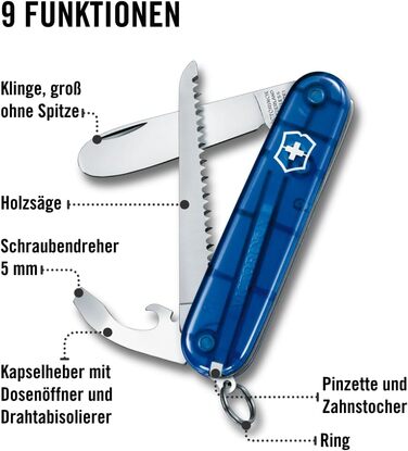 Дитячий мультитул Victorinox Swiss Army Knife: безпечний, з 9 функціями, синього кольору