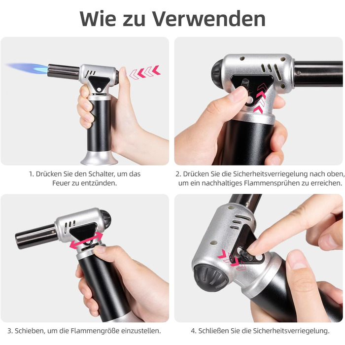 Газовий пальниковий набір Carehabi Flambierbrenner для кухні, приготування Creme Brulee, гриля, кемпінгу (бутан не входить до комплекту)