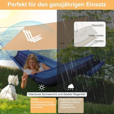 Водонепроникний намет WADEO 3x4 м: брезент для кемпінгу, тент для намету з брусками, кілочками та мотузками, ультралегкий, для кемпінгу та пікніків на природі, хакі