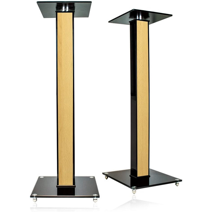 Ексклюзивні підставки для колонок BS03 чорного глянцю з декоративною вставкою (бук світлий)