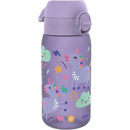 ion8 Insulated Stainless Steel Drinking Bottle 320 ml Leak-Proof One-Hand Opening Secure Locking Dishwasher-Safe Flip-Top Lid Carrying Handle Easy to Clean, Durable, Unicorn (Evo, Recyclon, Violet)