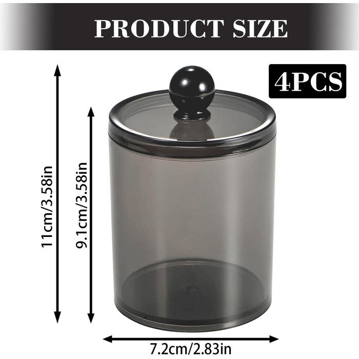 Органайзер для ватних дисків та паличок AIMIXUN, набір 2 шт, чорний, для ванної кімнати