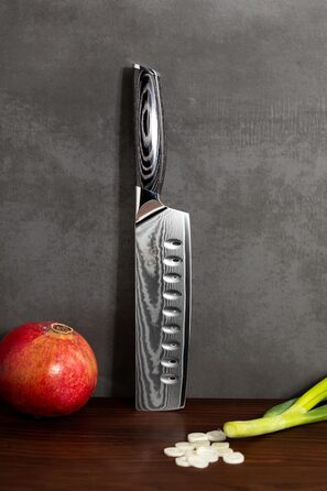Ніж кухонний Wolfblood PRO Nakiri Damast XL 31 см, сталь Дамаск 67 шарів, 62 HRC, дерев'яна ручка, подарункова коробка