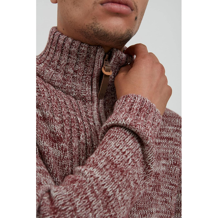 Чоловічий кардиган SDPomeroy з грубого в'язання, з високим коміром, на блискавці, 100% бавовна, Regular fit (3XL, Бордово-червоний)