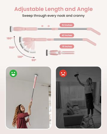 Leebein Electric Cleaning Brush, 2024 New Spin Scrubber with 8 Interchangeable Brush Heads, Remote Control, Adjustable Long Handle 38-132CM & 2 Speeds and for Bathroom/Kitchen