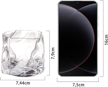 Набір склянок 6 шт. 200 мл - Кришталеві склянки для віскі з нерівномірною поверхнею - склянки для напоїв, кави, коктейлів, лонгдрінків, води, чаю, кави, соку - придатні для миття в посудомийній машині (прозорі)