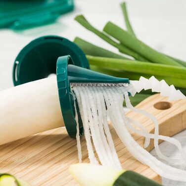 Genius Nicer Dicer Fusion Smart Julienne Slicer | 16-Piece Vegetable Chopper & Slicer Set | Mint Green