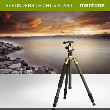 Штатив для камери Mantona Titanium Carbon з кукульним головкою та швидкознімною платформою, 170 см