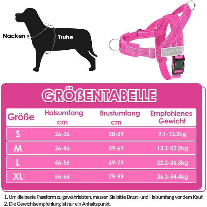 Нашийник для собак Eyein, XL, Маджента: м'який, без обмеження руху, для прогулянок та тренувань