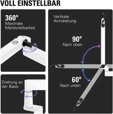 Elgato Wave Mic Arm LP White - Мікрофонна стійка Elgato Wave LP White для подкастів, стрімінгу та геймінгу