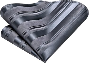 Комплект краваток для чоловіків Hi-Tie: краватка, нагрудна хустинка, кравецькі шпильки, запонки, формальний шовк, для весілля та свят (смугастий темно-сірий)