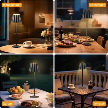 Бездротова LED-лампа Suright для столу з акумулятором 5000mAh, 3 режими кольору та регулюванням яскравості, IP54 вологозахист для вулиці, кемпінгу, тераси, вітальні, спальні