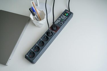 Бренненштуль Secure-Tec Мережевий фільтр 6-фазний з захистом від перенапруги та функцією Main Follow, антрацит